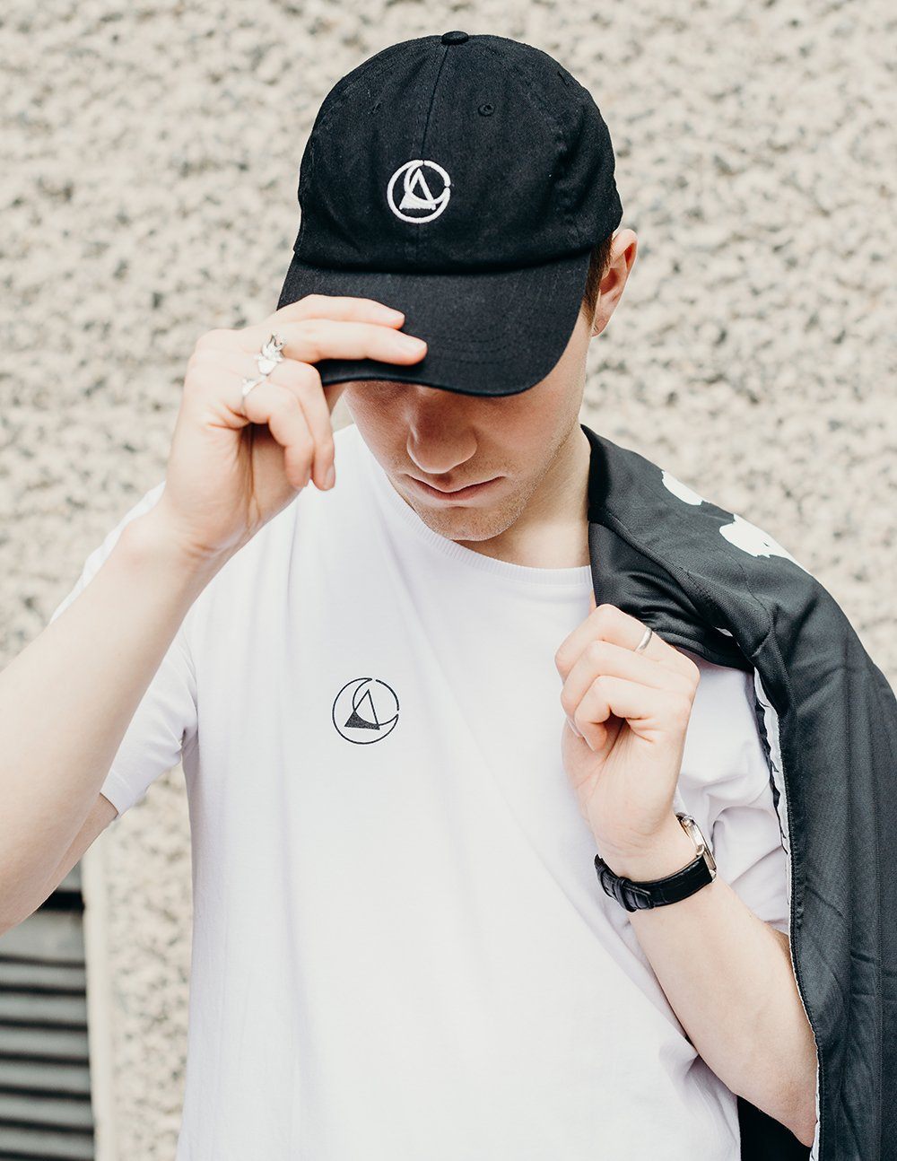 black embroidered cap by ethical gender neutral streetwear fashion brand Androgyny UK