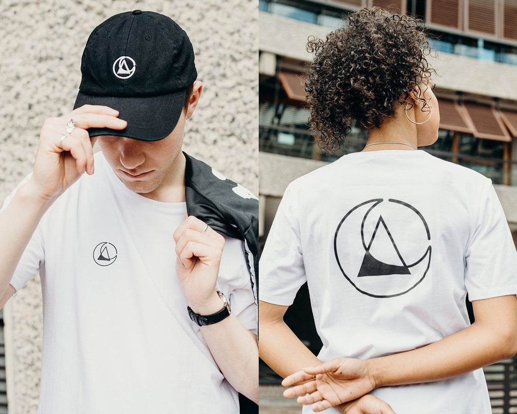 unisex white branded t-shirt handmade using organic cotton by ethical gender neutral streetwear brand Androgyny UK
